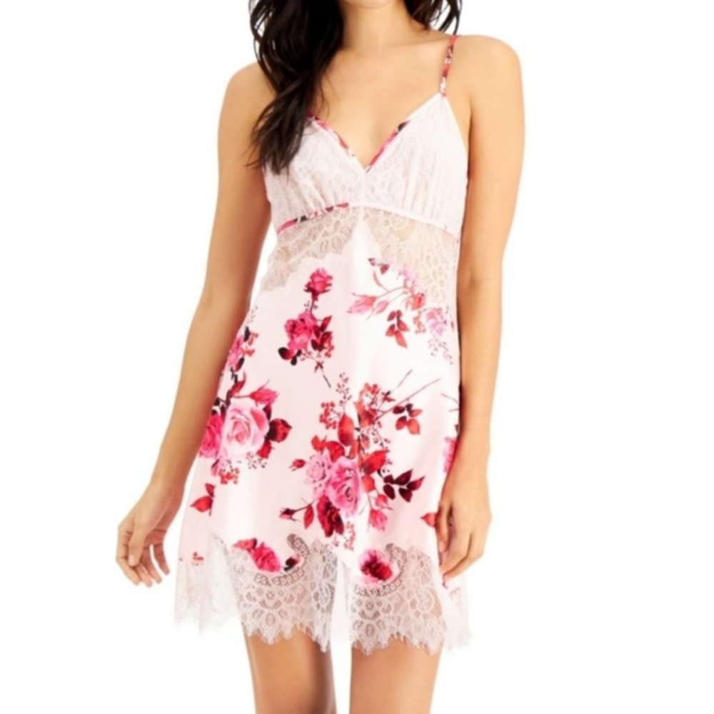 Inc Floral-Print Lace Chemise Nightgown, Small